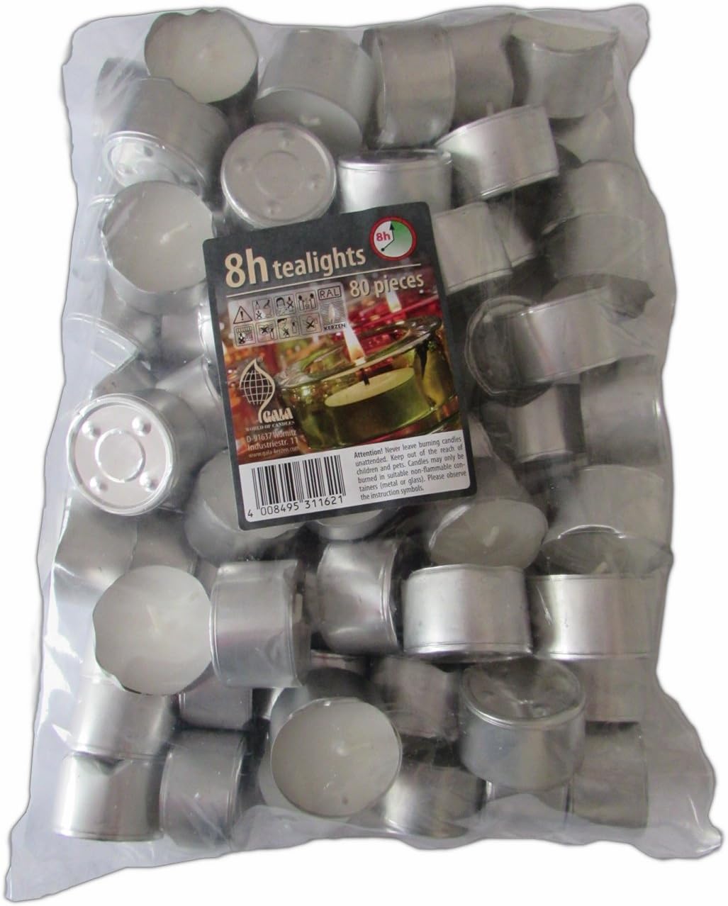 Tealights 8 hour burn, bag of 80 by Gala