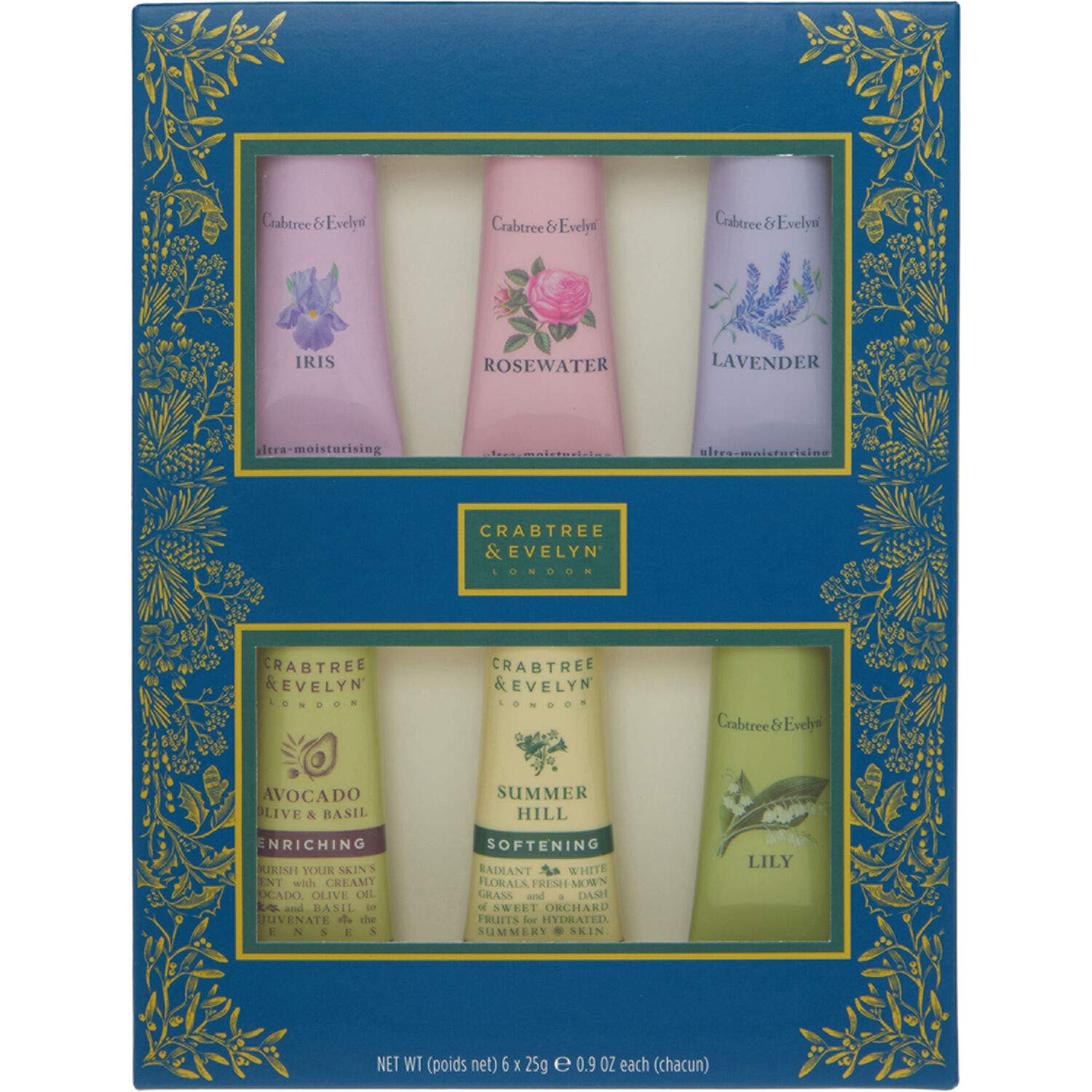 Crabtree & Evelyn Six Pack Floral Scented Hand Therapy Cream Gift Set (6 x 25ml)