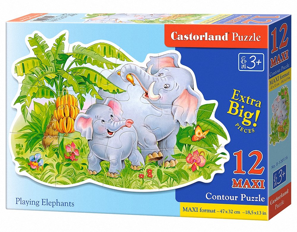 Castorland "Premium Maxi Playing Elephants Jigsaw Puzzle (12-Piece, Multi-Colour)