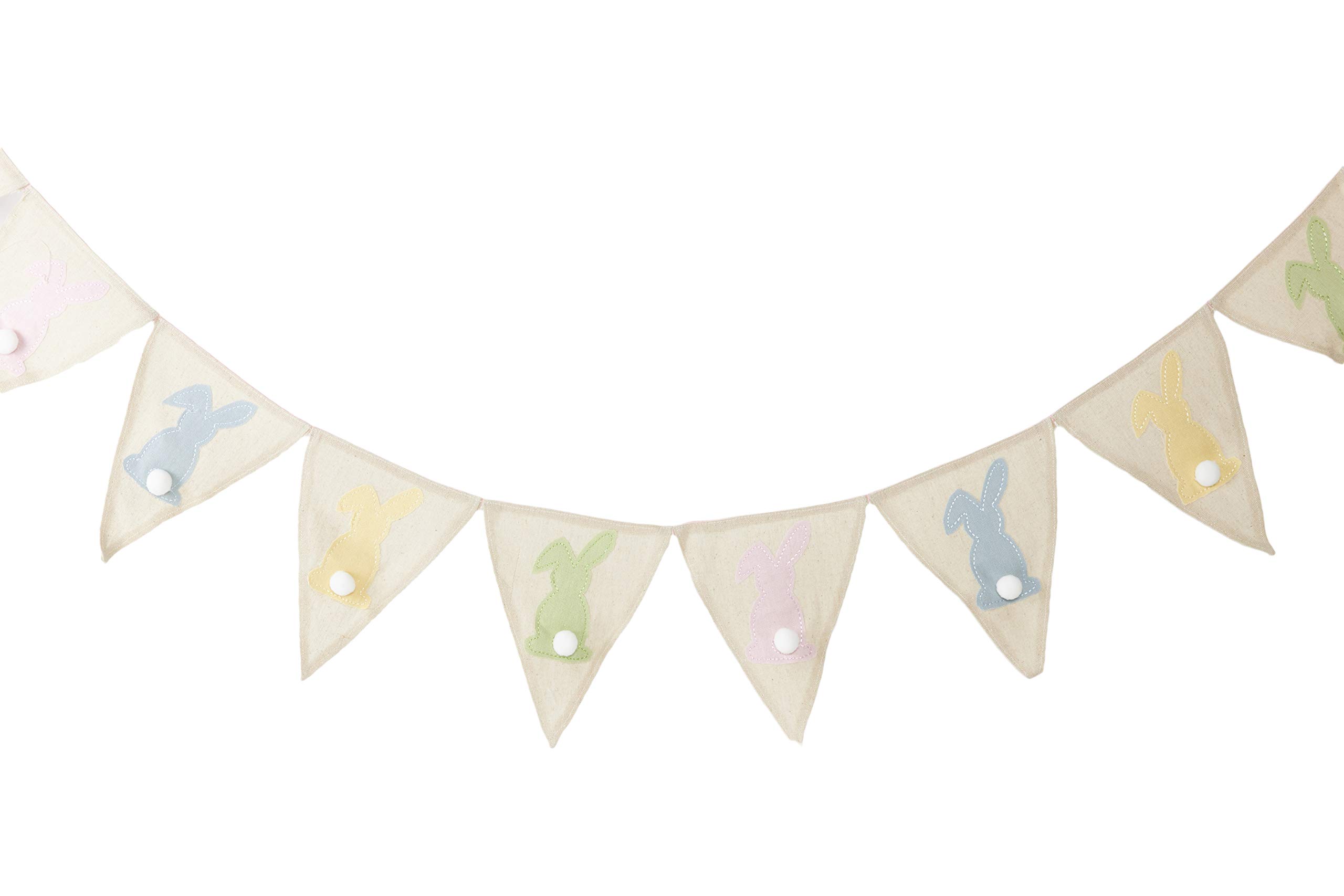 HEITMANN DECO Bunting - Garland with Rabbits - Easter, Easter Decoration for Children's Room, Easter Bunnies - Colourful Natural and Pastel Colours