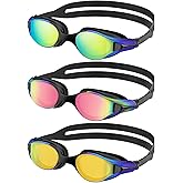 NSSIW Swim Goggles Adult Swimming-Goggles: Pool Goggles for Men and Women with Anti Fog UV400 Protection No Leak 3 Pack