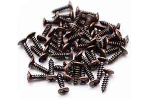 SAMHEROME 50pcs Red Copper 3MM Durable Guitar Pickguard Screws - Pick Guards & Mounting Screws for Fender, Tele, Gibson, LP, Les Paul, SG & Bass Guitars