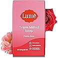 Lume Triple Milled Bar Soap - Rich Moisture & Gentle Cleansing - Paraben Free, Phthalate Free, Skin Safe - 5 ounce (Peony Rose)
