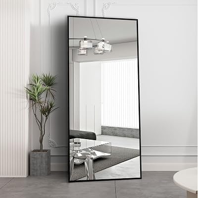 Beauty4U Full Length Mirror 180x80cm Free Standing Frame Black Aluminum