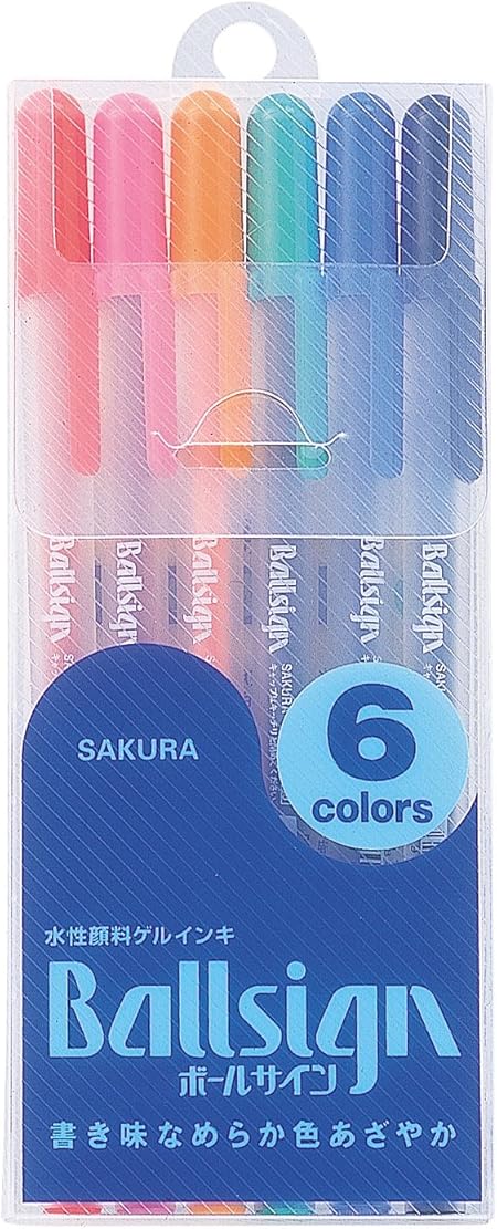 Amazon サクラクレパス 水性ボールペン ボールサイン 6色 Pgb6 水性ボールペン 文房具 オフィス用品