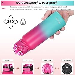 Oldley Insulated Water Bottle with Straw 20oz