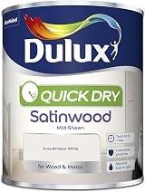 Dulux Quick Dry Satinwood Paint Pure Brilliant White for Wood Metal 750ml view 2