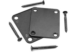 Jersvimc Black Bass Guitar Neck Plate Replacement with Mounting Screws, Metal Neckplate Telecaster Neck Shim Electric Guitar Hardware Parts for Jazz Acoustic Stratocaster