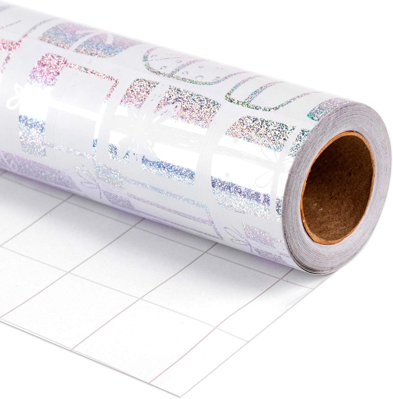 WRAPAHOLIC Wrapping Paper Roll Silver Present Design with