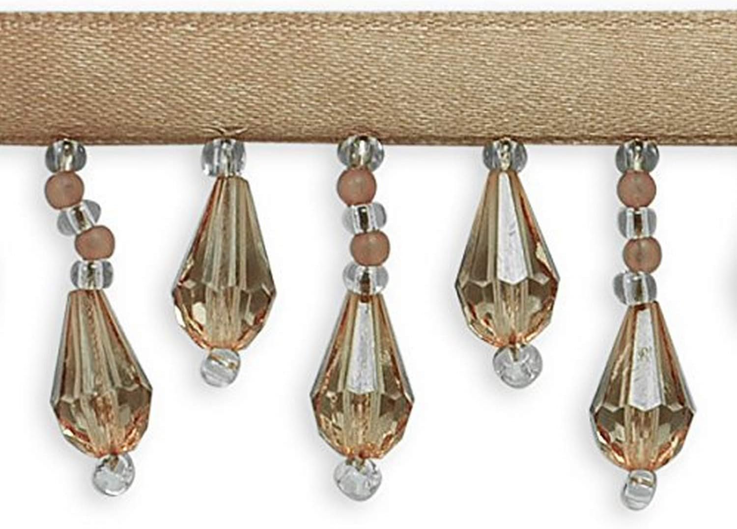 Expo International Joanne Beaded Teardrop Fringe Trim Embellishment, 10-Yard, Champagne