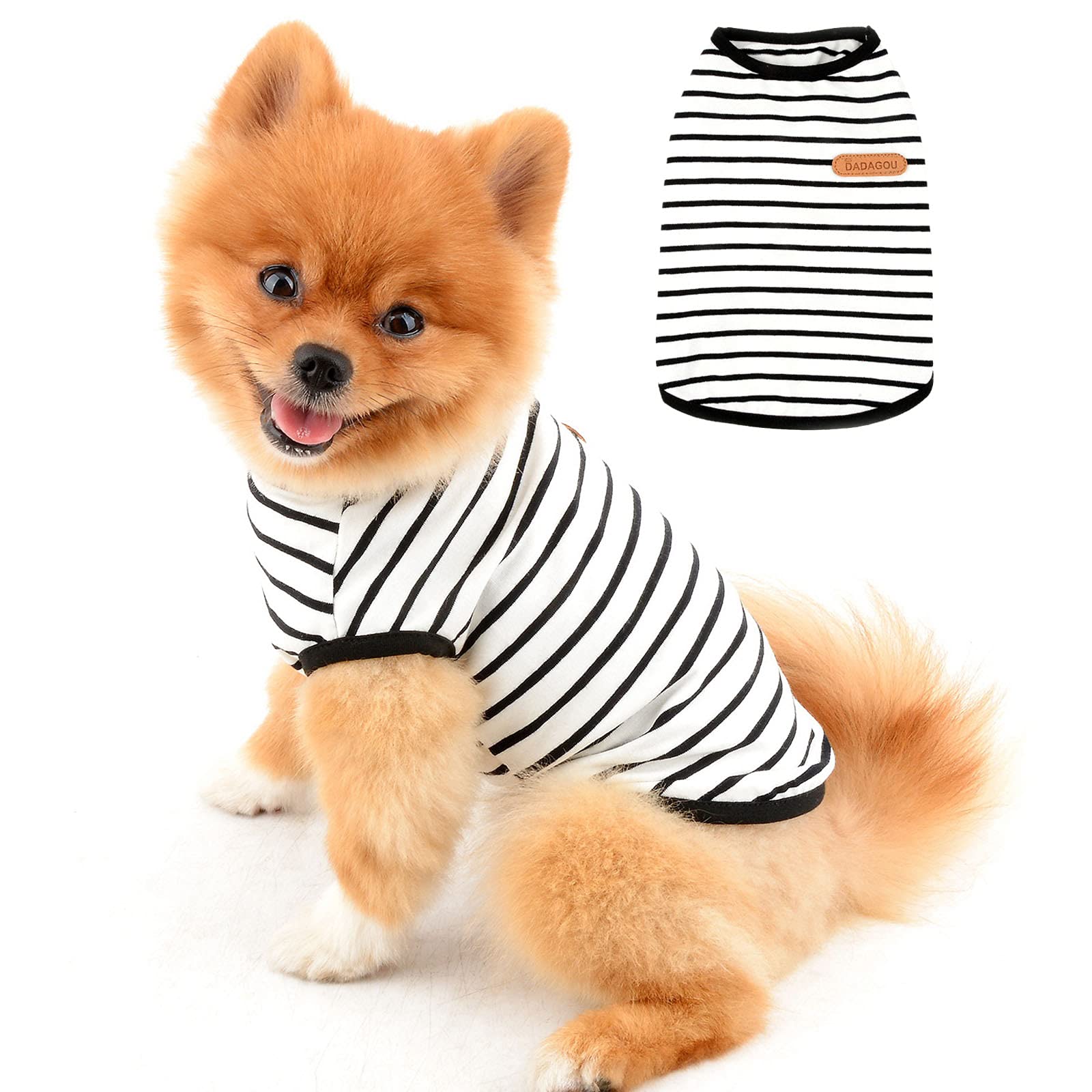 PAIDEFUL British Striped Dog Shirts for Small Medium Dogs Cats Boy Soft Cotton Vest Tee Sleeveless Breathable Tank Tops Puppy Chihuahua Yorkie Clothes t Shirts Pet Summer Wearing Outdoor Black M