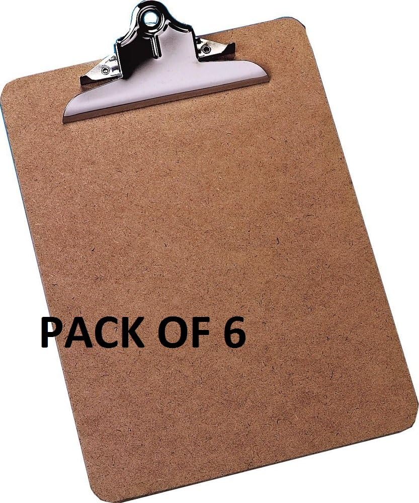 Pack Of 6 x Heavy Duty Clip Smooth Masonite A4 Clipboards Amazon.co.uk Office Products