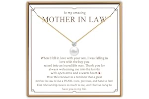 PEALICIOUS Single Pearl Necklace as Christmas Gifts for Mom, Bonus Mom Gifts for Step Mother from Daughter Son, Mother in Law