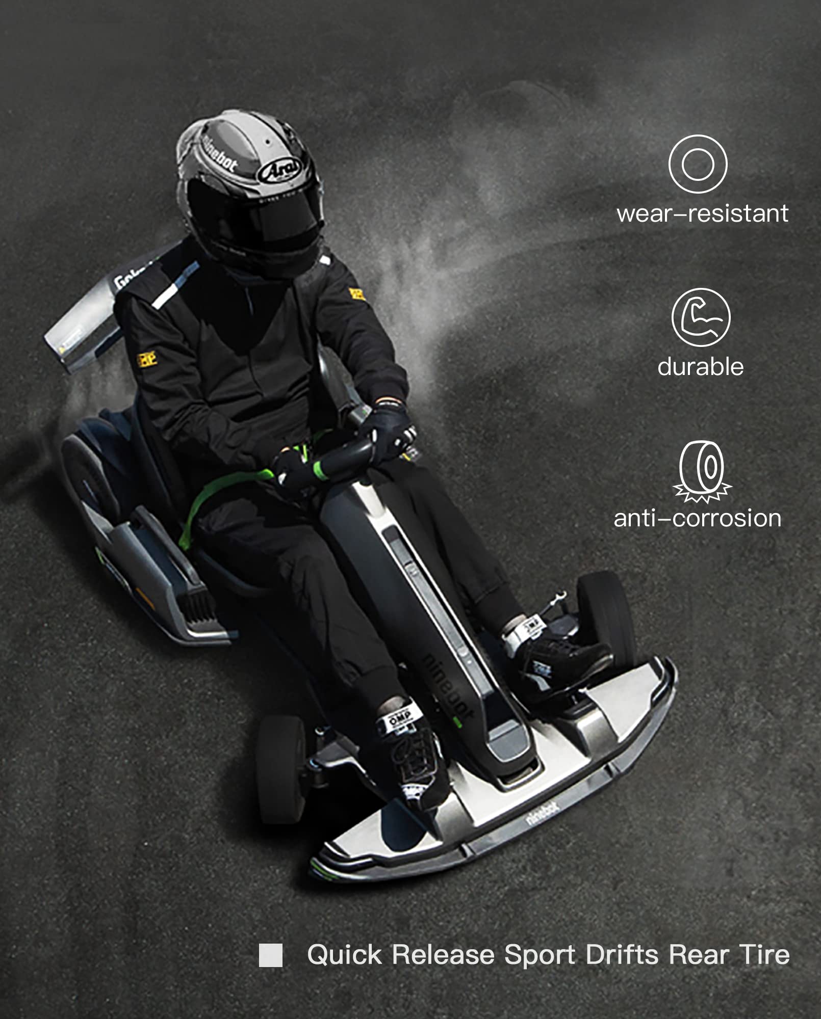Electric GoKart Pro / Pro2 and Gokart Bundle Rear Tire Compatible with Ninebot by Segway Gokart Kit(with Ninebot S Max), Go Kart Pro 2 Quick Release Sports Drift Tires Original Accessories