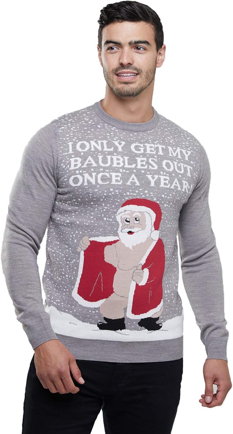 Christmas Jumper Rude Flashing Santa Novelty Xmas Knit Sweater