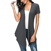 Urban CoCo Womens Open Front Short Sleeve Cardigans for Women Lightweight Summer Drape Cardigan Vest
