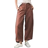 Xiaoxuemeng Linen Pants Women Wide Leg Capri Beach Pants Elastic Waisted Baggy Linen Trousers