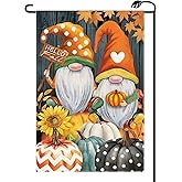 Fall Gnomes Pumpkin Garden Flag 12x18 Inch Vertical Double Sided Autumn Thanksgiving Sunflower Welcome Small Flags Farmhouse Outside Decoration For Yard (ONLY FLAG) QJ86