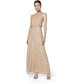Adrianna Papell Womens Halter Blouson Beaded Gown