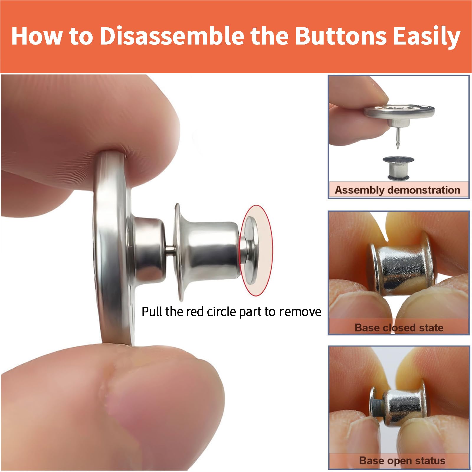 ZENGLU 8 Sets Jean Buttons pins No Sew Instant 17mm Replacement Button Adjustable Pants Buttons Kit