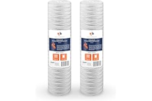 Aquaboon 5 Micron 20" Big Blue String Wound Sediment Water Filter Cartridge | Whole House Sediment Filtration | Compatible wi