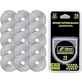 Headley Tools 45mm Rotary Cutter Blades (Pack of 15) Compatible with Olfa, Fiskars, Replacement Rotary Blade for Arts Crafts 