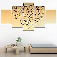 SIGNWIN 5 Panel Canvas Wall Art Modern Art Birds Bohemian Expressive Multicolor Photography Single for Home Decorations Ready to Hang - 60