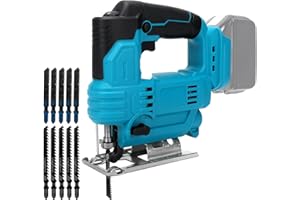 Cordless Jigsaw Tool with 10 Saw Blades, Brushless Jig Saw Compatible with Makita 18V Battery (Without Battery), 6-Speed & 0-