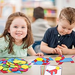 3 otters Wooden Pattern Blocks Shapes for