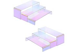 Famyards 6 Pcs Acrylic Risers(12",11.6",11.2"), Colorful Rectangular Retail Showcase Collectibles Display Shelf, Desktop Acrylic Display Stand Riser for Amiibo Funko Pop Figures Cupcake Dessert