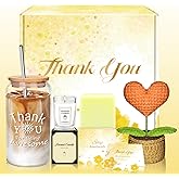 Thank You Gifts for Women, Employee Appreciation Gifts with 16 Oz Glass Cup, Scented Candle, Gift Baskets for Women, Coworker, Teacher, Birthday, Thanksgiving, Christmas, Anniversary (Yellow)