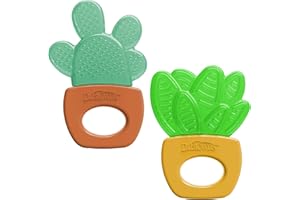 Dr. Brown’s AquaCool Water-Filled Teether, Cooling Teether Toy for Babies, Soothes Sore Gums, Cactus Shape, Green, BPA Free, 