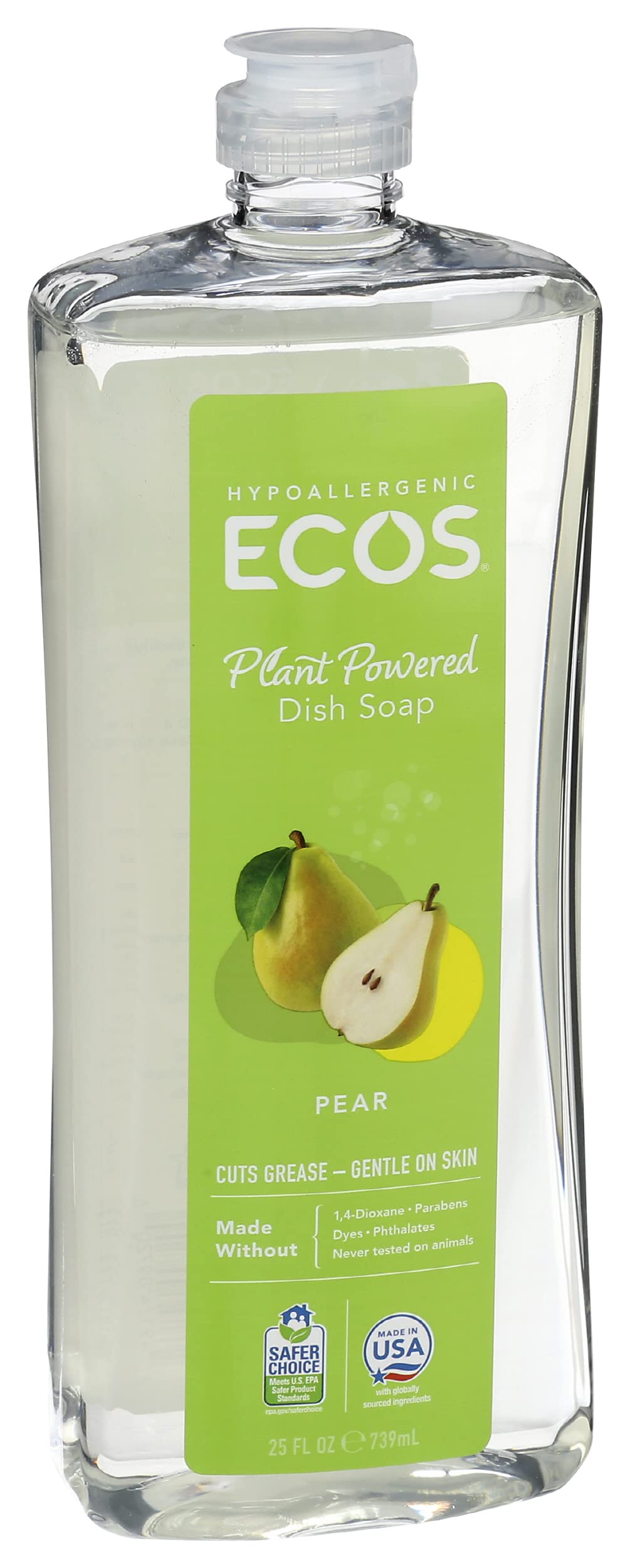 ECOS, Earth Friendly Products Dishmate Dishwashing Liquid Natural, Pear, 25 Fl Oz