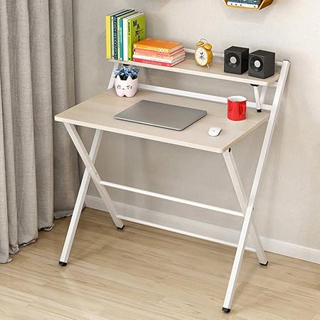Bureau D Ordinateur Pliant Bureau D Enfant Pliant Avec Fonction De Stockage Table Rectangulaire Mdf Et Cadre En Acier Bureau Familial De 80cm De Long Convient Aux Petits Espaces Amazon Fr Cuisine Maison