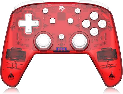 Amazon Co Jp Switch コントローラー ワイヤレス 無線ゲームパッド Bluetooth接続 透明多彩 連射 振動機能搭載 Switch Windowsに対応 レッド ゲーム