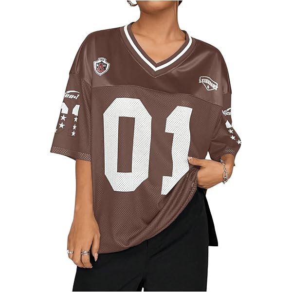 SOLY HUX Jersey Shirts for Women Y2k Graphic Number Oversized Tees