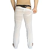 JJLCTHONG Men's sexy mesh pants Sheer pajamas Men's yoga pants Breathable see-through mesh pants