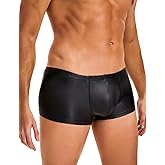 ohyeahlady Mens Faux Leather Underwear Sexy Lingerie for Men Soft Low Rise Shorts Pants Boxer Briefs Black S-XL