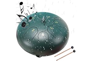 Wokiklee Rain Drum for Outside Garden,Chakra Drum for Rain Outdoor, Drum Rain Chime Waterproof,Rain Drum for Garden Instrument, Chakra Drum 6 Inches 8 Notes (Green)