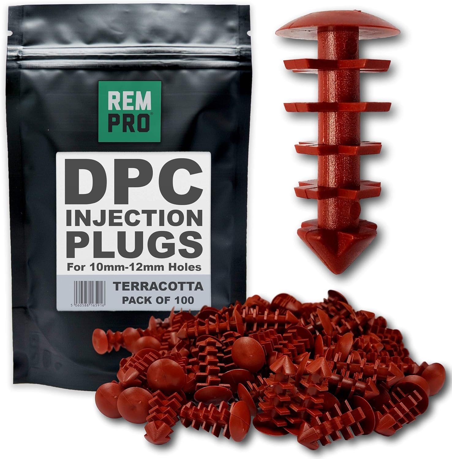 Rempro 100 x Terracotta DPC Damp Proofing Injection Wall Plugs