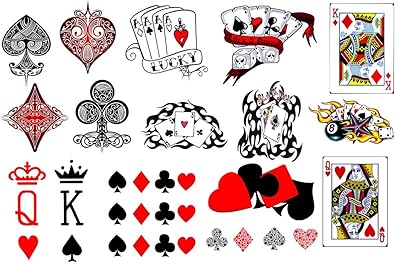 Amazon Com Playing Cards Temporary Tattoos Jewelry