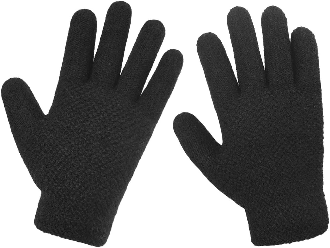 LETHMIK Unique Cuff Winter Gloves Womens Solid Color Warm Knitted Thick Gloves