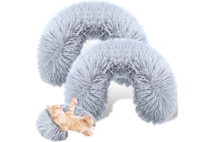 Sweetude 2 Pcs Cat Pillow for Indoor Cats and Dogs Ultra Soft Fluffy Pet Calming Toy Half Donut Cuddler U Shaped Pet Neck Pillow Joint Relief Cervical Protection