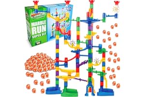 Marble Genius Marble Run Super Set, STEM Toys & Maze Construction Building - 150 Translucent Track Pieces & Glass Marble for Family, Kids Toddlers Ages 4-8 - Fun Holiday Creative Gifts