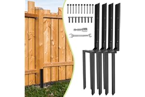 JTZFD 4 Pack Fence Post Repair Kit, Heavy Duty Fence Post Anchor,Post Buddy Fence Repair Tilted/Broken Wood Fence Post, Black