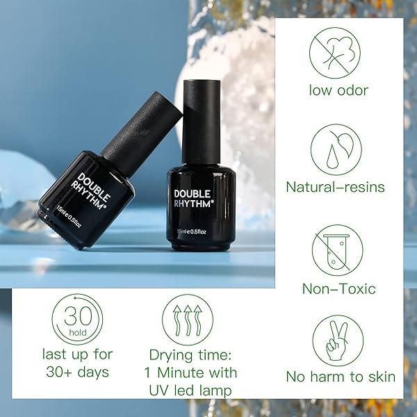 DOUBLE RHYTHM 15ML GEL POLISH LIGHT PASTEL DARK GLITTER COLOR BLACK BOTTLE 1 PC REFLECTIVE SPARKLE SOAK OFF NAIL POLISH MANICURE SALON DIY AT HOME (B1023-GALAXY SILVER)