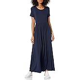 Amazon Essentials Women's Short-Sleeve Waisted Maxi Dress (Available in Plus Size)