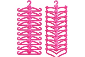 E-TING 60 PCS Pink Plastic Little Hangers for Girl Doll Dress Clothes Gown Doll Clothes Accessories