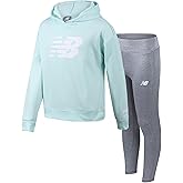 New Balance Girls Leggings Set - 2 Piece Pullover Girls Hoodie Sweatshirt & Athletic Leggings Kids Activewear Outfit (7-12)