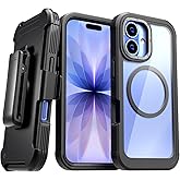 Designed for iPhone 17 Case with Belt Clip Holster, Kickstand Slim Cover Compatible with Magsafe Chargers - Phone Case for iPhone 17 - Black